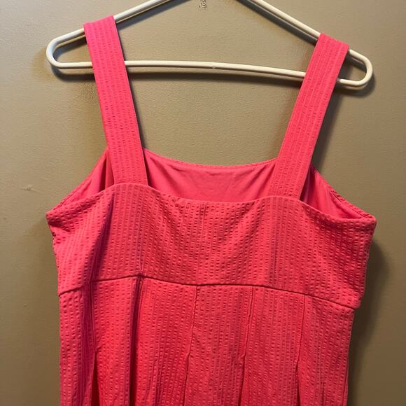Boden Strappy Seersucker Midi Dress in Festival Pink Size 10P Petite New - Picture 5 of 9